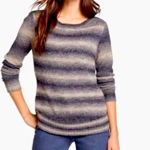 Amber Sun Striped Wool Blend Scoop Neck Sweater Women Large